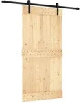 vidaXL Schiebet&uuml;r Nat&uuml;rlich und Schwarz 100 x 210 cm Massivkiefer