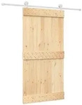 vidaXL Schiebet&uuml;r Nat&uuml;rlich und Wei&szlig; 100 x 210 cm Massivkiefer