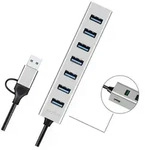LogiLink USB 3.0 Hub, 7-Port, 7x USB-A, silber