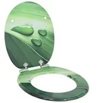 vidaXL Soft-Close Toilettensitz Gr&uuml;ner Tropfen 44 x 38 cm MDF-Platte