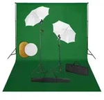 vidaXL Fotostudio-Set mit Lampen, Schirmen, Hintergrund & Reflektor
