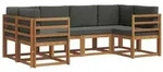 vidaXL Outdoor-Sofagarnitur mit Kissen 6 pcs Natur und Anthrazit