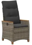 vidaXL Verstellbarer Gartenstuhl Grau und Marineblau Poly-Rattan