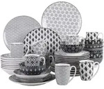 Kombiservice Porzellan 40 TLG 40-teilig Geschirrset Schwarz + Creme
