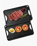 VEVOR wendbarer Grillplatte Bratpfanne Griddle aus Gusseisen (185 x 342 mm), tragbare