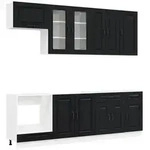 vidaXL K&uuml;cheneinheit KALMAR 8 pcs Schwarz Holzwerkstoff