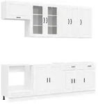 vidaXL Schrankset mit Schubladen mit Regal 8 pcs Wei&szlig; Holzwerkstoff