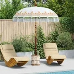 vidaXL Balinesischer Sonnenschirm mit Sockel Creme 185 x 185 x 260 cm