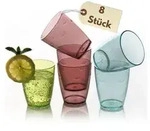 Trinkgl&auml;ser Set 8er Wassergl&auml;ser Set Plastik 280 ml Acrylglas Becher Bunte