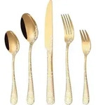 Besteck Gold Edelstahl 6 Personen Gabel L&ouml;ffel 30-Teiliges Golden