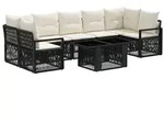 vidaXL Gartensofa-set 8 stk. Schwarz und Cremewei&szlig; Poly-Rattan