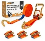 4 St&uuml;ck Spanngurte 6m x 1500kg mit Ratsche und Haken - 27mm Zurrgurte mit...