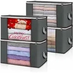Budding Joy 90L Storage Boxes Set of 4 Grey Foldable Underbed Clothes
