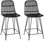 vidaXL Barhocker 2 pcs Schwarz 44 x 54 x 96 cm Rattan und Stahl