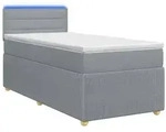 vidaXL Boxspringbett mit Matratze Hellgrau 80 x 200 cm Stoff