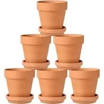 6er Set Terrakotta Pflanzt&ouml;pfe mit Untersetzer 10x10 cm Sukkulenten
