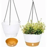 H&auml;ngende Pflanzgef&auml;&szlig;e 2er Drainageloch 3 Haken Wei&szlig; A+wei&szlig; 20.3CM