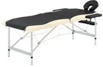 vidaXL Massageliege Klappbar 2-Zonen Aluminiumgestell Schwarz Beige