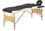 vidaXL Massageliege Klappbar 2-Zonen mit Holzgestell Schwarz und Beige