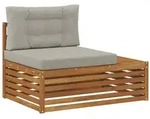 vidaXL Outdoor Endsofa 3 St&uuml;ck Nat&uuml;rlich und Hellgrau 115 x 83 x 73 cm