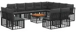 vidaXL Outdoor-Sofagarnitur 13 pcs Schwarz und Dunkelgrau Polyester