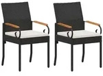vidaXL Gartenst&uuml;hle 2 pcs Schwarz und Cremewei&szlig; Poly-Rattan und Akazie