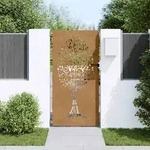 vidaXL Gartentor 85x175 cm Cortenstahl Baum-Design