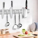 Magnetleiste Messer mit 3 Haken & Anti-Rutsch-Matte, Messerhalter Magnetisch aus