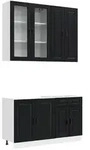 vidaXL K&uuml;cheneinheit PORTO 4 pcs Schwarz Holzwerkstoff