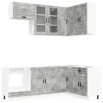 vidaXL K&uuml;cheneinheit PORTO 8 pcs Betongrau Holzwerkstoff