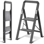 Leiter Aluminium Klappbar Handlauf Rutschfest 150kg Schwarz 2 Stufen