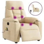 vidaXL Massagesessel Elektrisch Creme Mikrofasergewebe