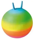 EDUPLAY 170388 Regenbogen-H&uuml;pfball &Oslash; 50 cm, Griffe 10 cm, regenbogenfarben