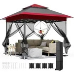 Pavillon 3,3x3,3 mit 4 Moskitonetz Seitenteilen, One Push Faltpavillon...