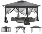 Aufun Gartenpavillon Pop Up Pavillon 4x4m, UV-Schutz & M&uuml;ckenschutz,...