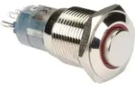 DRUCKSCHALTER - RUND - HOCH - METALL - SPDT 1NO 1NC - ROTE RINGBELEUCHTUNG