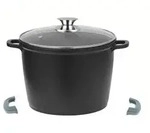 Tiefer Kochtopf mit Glasdeckel & Silikongriffe, &oslash;32 cm - 15 L - Antihaft
