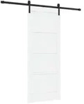 vidaXL Schiebet&uuml;r Wei&szlig; und Schwarz 83 x 202 cm Massives Kiefernholz