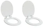 vidaXL Soft-Close Toilettensitz 2 pcs Wei&szlig; 44 x 38 cm MDF-Platte