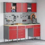 vidaXL 10-tlg. Werkbank-Set Rot Stahl