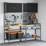 vidaXL 8-tlg. Werkbank-Set Grau Stahl