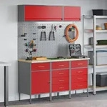 vidaXL 8-tlg. Werkbank-Set Rot Stahl
