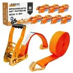 8 St&uuml;ck Spanngurte 8m x 5000kg mit Ratsche und Haken - 50mm Zurrgurte mit...