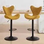 Ya-Home Barhocker 2er Set aus Chenille Barstuhl h&ouml;henverstellbar mit...