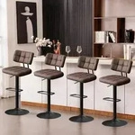 Barhocker 4er Set h&ouml;henverstellbar braun 360&deg; drehbar in Lederoptik