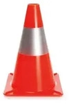 Rot/silberner reflektierender Kegel - 30 cm