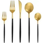 Besteckset Edelstahl 6 Personen 30 teilig 30teilig schwarzes Gold