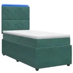 vidaXL LED Boxspringbett mit Matratze Dunkelgr&uuml;n 80 x 200 cm Samt