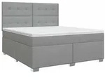 vidaXL Boxspringbett mit Matratze Hellgrau 140 x 190 cm Stoff