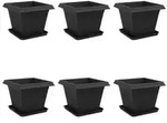 vidaXL Blument&ouml;pfe 6 pcs Schwarz 38 x 38 x 30 cm Kunststoff